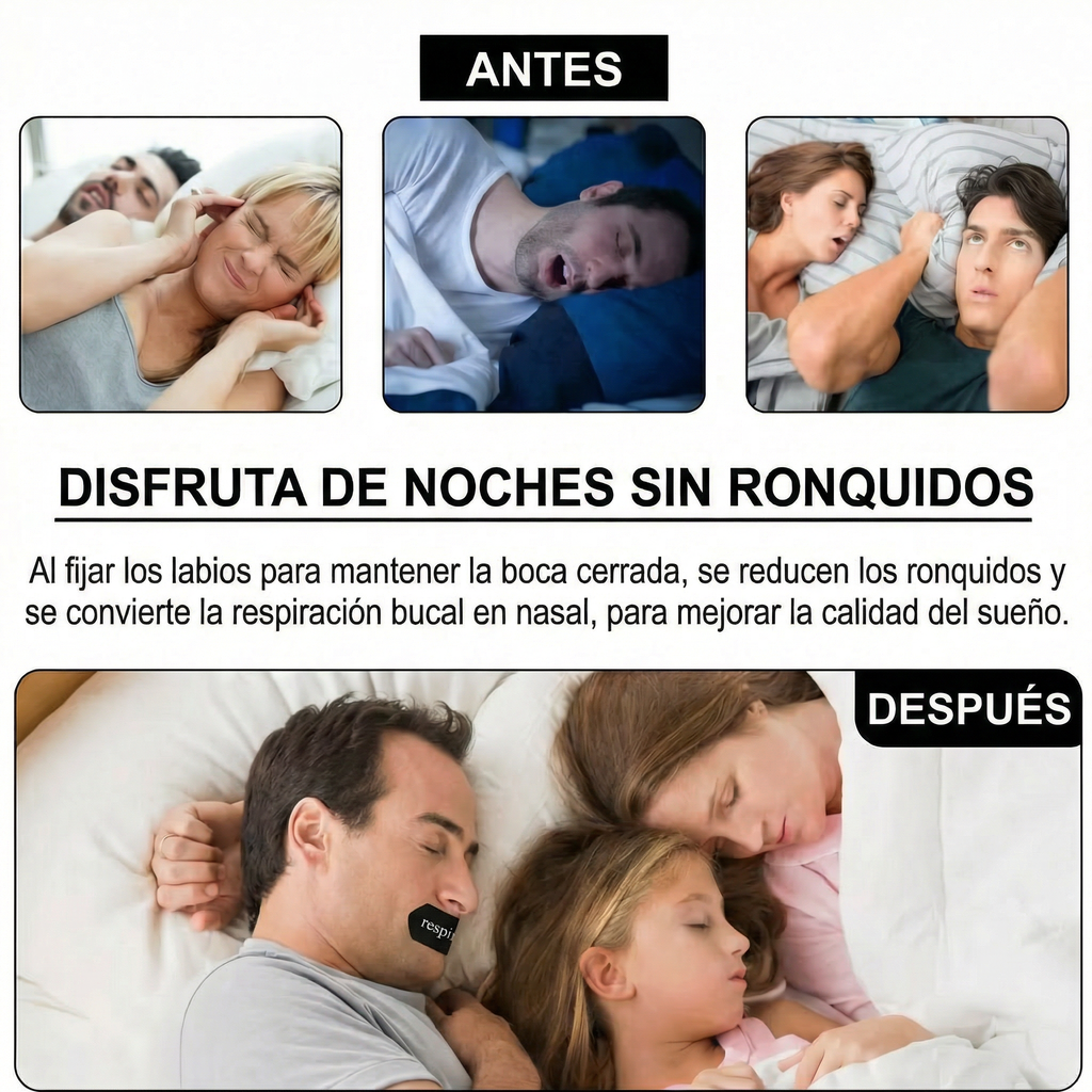 RespiraCalma™ - Cinta Bucal Suave para Respiración Nasal Nocturna y Sueño Profundo